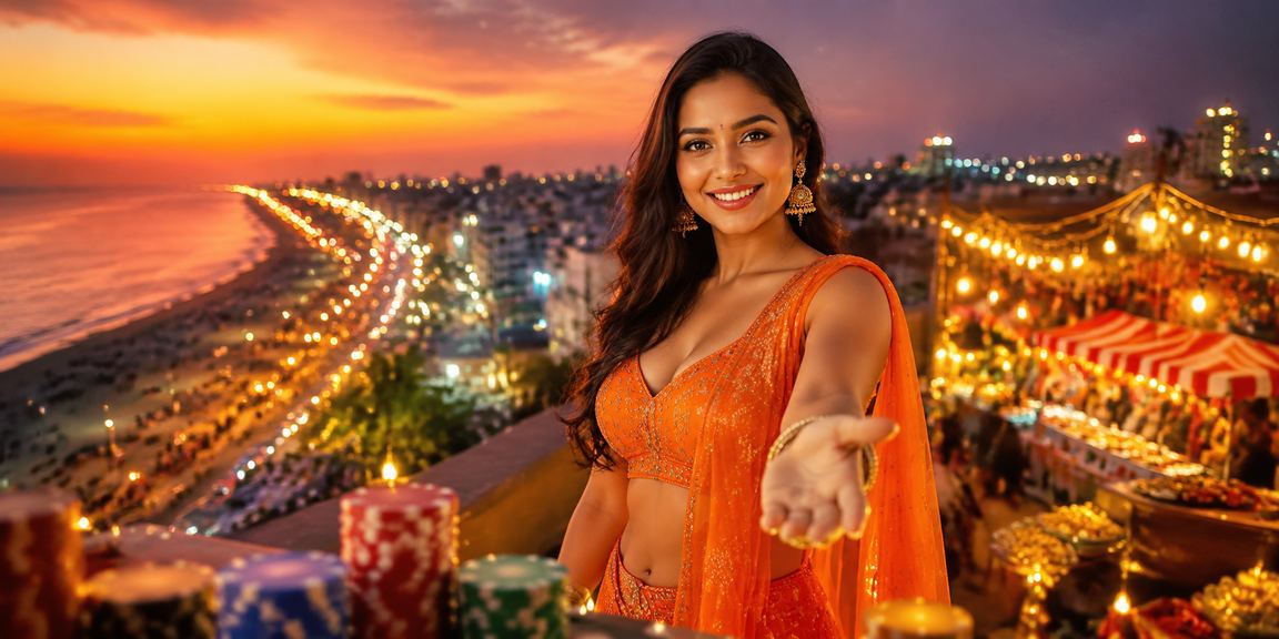 Festive night market lights during Indian festival season